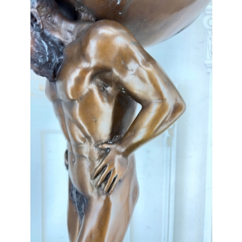 Atlas z Globusem Figura z Brązu Duża Ciężka Rzeźba Mitologiczna