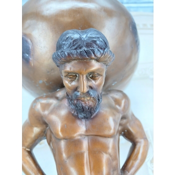 Atlas z Globusem Figura z Brązu Duża Ciężka Rzeźba Mitologiczna