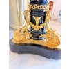 Francuski Stół Empire Drewno + Brąz + Porcelanowe Malunki Arystokracji Koło