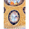 Francuski Stół Empire Drewno + Brąz + Porcelanowe Malunki Arystokracji Koło