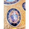 Francuski Stół Empire Drewno + Brąz + Porcelanowe Malunki Arystokracji Koło