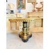 Francuski Stół Empire Drewno + Brąz + Porcelanowe Malunki Arystokracji Koło