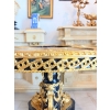 Francuski Stół Empire Drewno + Brąz + Porcelanowe Malunki Arystokracji Koło