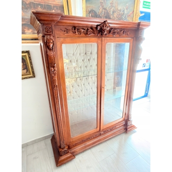 Monumentalna Witryna Biblioteczna / Gabinetowa z Rzeźbionymi Kariatydami