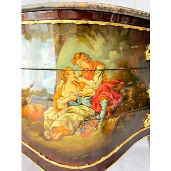 Pałacowa Drewniana Komoda z Malunkami - Szafa - Arystokracja - Złote Okucia