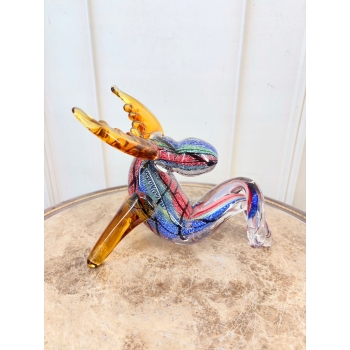 Szkło Murano Style - Siedzący Renifer - Figura ze Szkła - Dekoracja Ozdoba