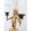 2 Granatowe Świeczniki Porcelana + Brąz - Amory Anioły - Kobaltowe