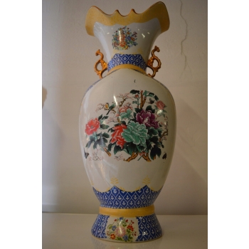 JAPOŃSKI WAZON - PORCELANA MALOWANA + ZŁOCONA 62CM